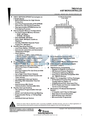 TMS370CX36 datasheet - 8-BIT MICROCONTROLLER