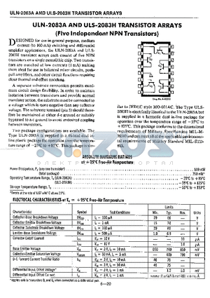 ULN-2083A datasheet - TRANSISTOR ARRAYS