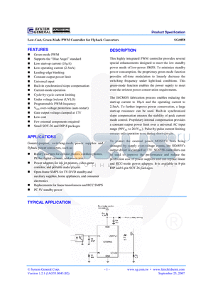 SG6858DZ datasheet - Low-Cost, Green-Mode PWM Controller for Flyback Converters