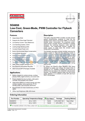 SG6858DZ datasheet - Low-Cost, Green-Mode, PWM Controller for Flyback Converters