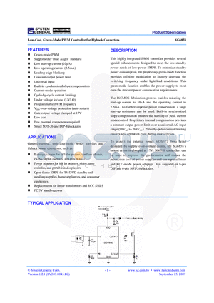SG6858TZ datasheet - Low-Cost, Green-Mode PWM Controller for Flyback Converters