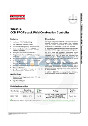 SG6901 datasheet - CCM PFC/Flyback PWM Combination Controller