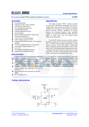 SG6859DZ datasheet - Low Cost Green-Mode PWM Controller for Flyback Converters