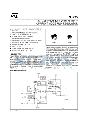 ST735CD datasheet - -5V INVERTING, NEGATIVE OUTPUT CURRENT-MODE PWM REGULATOR