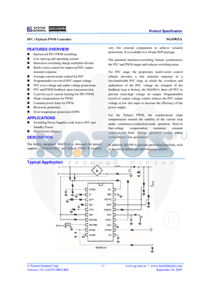 SG6901A datasheet - PFC / Flyback PWM Controller