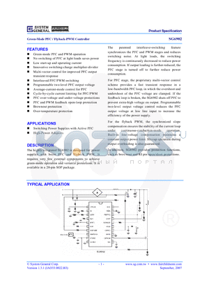 SG6902SZ datasheet - Green-Mode PFC / Flyback-PWM Controller