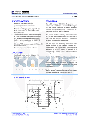 SG6932DZ datasheet - Green-Mode PFC / Forward PWM Controller