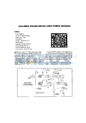 ULN-3809A datasheet - PHASE - LOCKED LOOP STEREO DECODER
