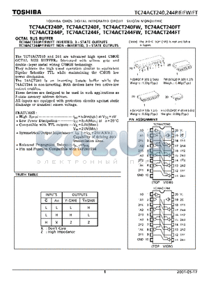 TC74ACT240P datasheet - OCTAL BUS BUFFER