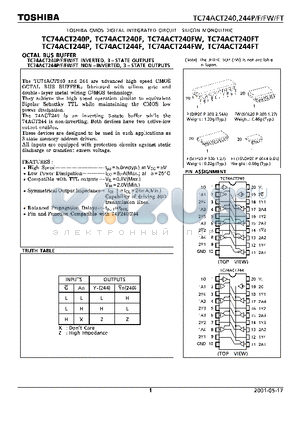 TC74ACT244P datasheet - OCTAL BUS BUFFER