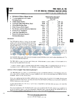 TMS4024JC datasheet - 9 X 64 DIGITAL STORAGE BUFFER (FIFO)