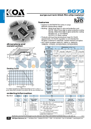 SG732BTTD102K datasheet - surge current thick film chip resistor