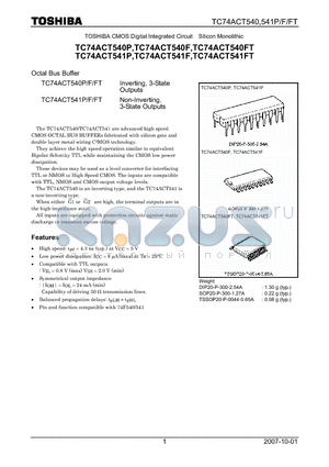 TC74ACT541F datasheet - CMOS Digital Integrated Circuit Silicon Monolithic Octal Bus Buffer