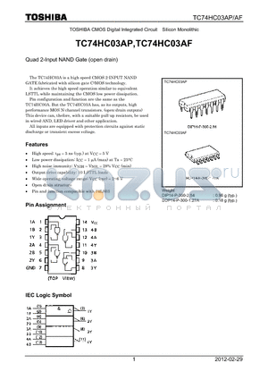 TC74HC03AP_12 datasheet - Quad 2-Input NAND Gate (open drain)