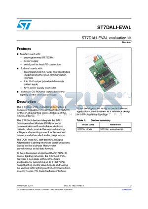 ST7DALI-EVAL datasheet - ST7DALI-EVAL evaluation kit