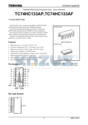 TC74HC133AF datasheet - 13-Input NAND Gate