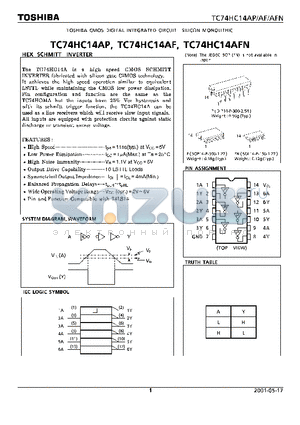 TC74HC14AFN datasheet - CMOS DIGITAL INTEGRATED CIRCUIT SILICON MONOLITHIC