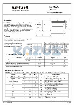 SG7805 datasheet - Positive Voltage Regulator