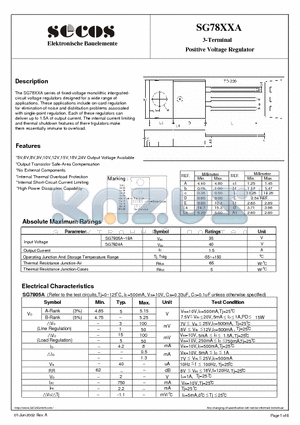 SG7806A datasheet - Positive Voltage Regulator