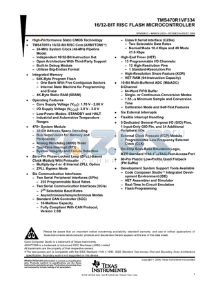 TMS470R1VF334EPNQ datasheet - 16/32-BIT RISC FLASH MICROCONTROLLER