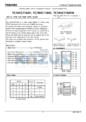 TC74HC174AFN datasheet - HEX D TYPE FLIP FLOP WITH CLEAR