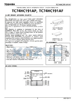 TC74HC191AP datasheet - COMS DIGITAL INTERATED CIRCUIT SILICON MONOLITHIC