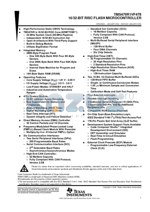 TMS470R1VF478GJZA datasheet - 16/32-BIT RISC FLASH MICROCONTROLLER