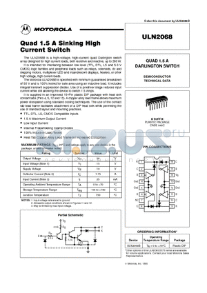 ULN2068B datasheet - QUAD 1.5 A DARLINGTON SWITCH