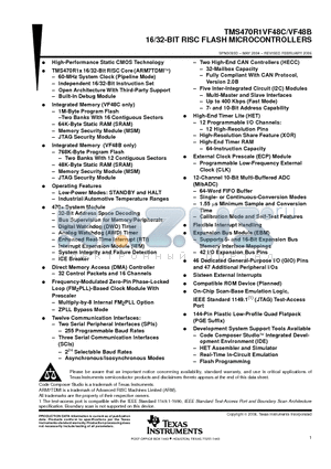 TMS470R1VF48BPGET datasheet - 16/32-BIT RISC FLASH MICROCONTROLLERS