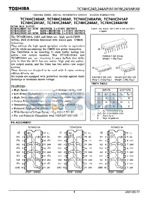 TC74HC240AFI datasheet - TOSHIBA CMOS DIGITAL INTEGRATED CIRCUIT SILICON MONOLITHIC