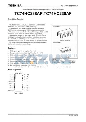 TC74HC238AP_07 datasheet - 3-to-8 Line Decoder