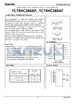 TC74HC280AF datasheet - CMOS DIGITAL INTEGRATED CIRCUIT SILICON MONOLITHIC