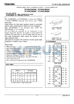 TC74HC365AF datasheet - HEX BUS BUFFER