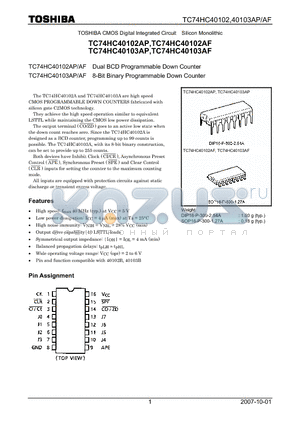 TC74HC40102AF datasheet - Dual BCD Programmable Down Counter