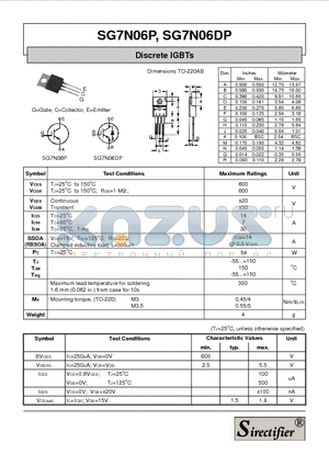 SG7N06DP datasheet - Discrete IGBTs