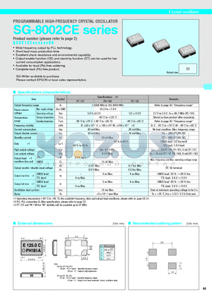 SG8002CE datasheet - PROGRAMMABLE HIGH-FREQUENCY CRYSTAL OSCILLATOR
