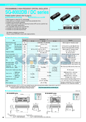 SG8002DC datasheet - PROGRAMMABLE HIGH-FREQUENCY CRYSTAL OSCILLATOR