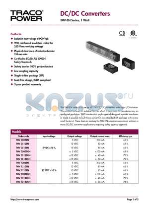 TMV-EN_07 datasheet - DC/DC Converters