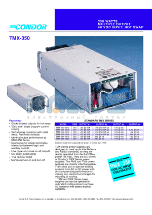 TMX-353-0512 datasheet - 350 WATTS MULTIPLE OUTPUT 48 VDC INPUT, HOT SWAP