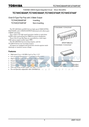 TC74HC564AF datasheet - CMOS Digital Integrated Circuit Silicon Monolithic Octal D-Type Filp-Flop with 3-State Output