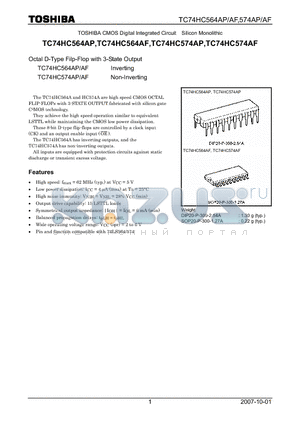 TC74HC574AP datasheet - CMOS Digital Integrated Circuit Silicon Monolithic Octal D-Type Filp-Flop with 3-State Output