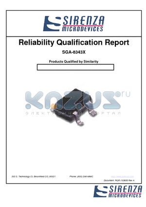 SGA-8343X datasheet - Reliability Qualification Report