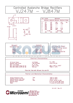 VJ647M datasheet - CONTROLLED AVALANCHE BRIDGE RECTIFIERS