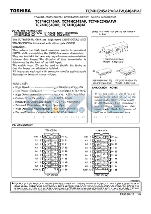 TC74HC640AP datasheet - OCTAL BUS TRANSCEIVER