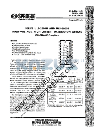 ULS-2801 datasheet - HIGH-VOLTAGE, HIGH-CURRENT DARLINGTON ARRAYS