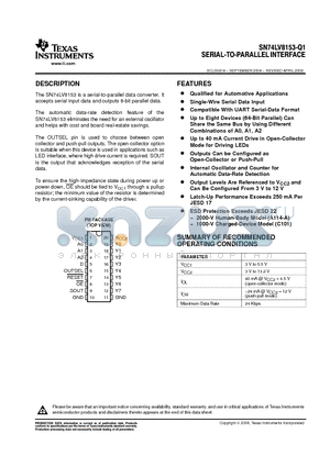 SN74LV8153-Q1 datasheet - SERIAL-TO-PARALLEL INTERFACE