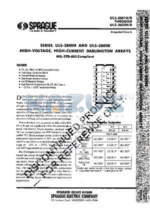 ULS-2803 datasheet - HIGH-VOLTAGE, HIGH-CURRENT DARLINGTON ARRAYS