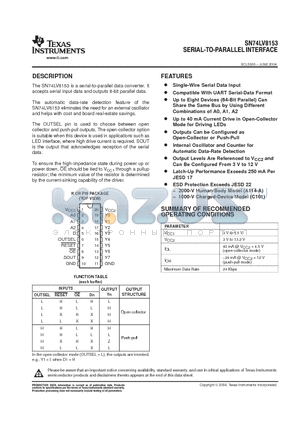 SN74LV8153NE4 datasheet - SERIAL-TO-PARALLEL INTERFACE