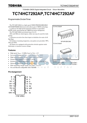 TC74HC7292AP datasheet - Programmable Divider/Timer