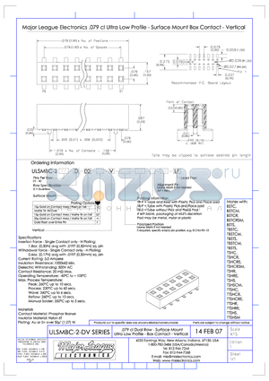 ULSMBC-2-DV datasheet - .079 cl Dual Row - Surface Mount Ultra Low Profile - Box Contact - Vertical